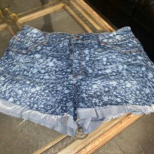 Time and Tru Blue floral Patterned Jean Shorts